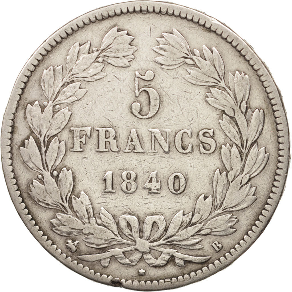 France, Louis-Philippe, 5 Francs, 1840, Rouen, VF(30-35), Silver, KM:749.2