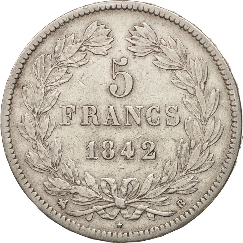 France, Louis-Philippe, 5 Francs, 1842, Rouen, EF(40-45), Silver, KM:749.2