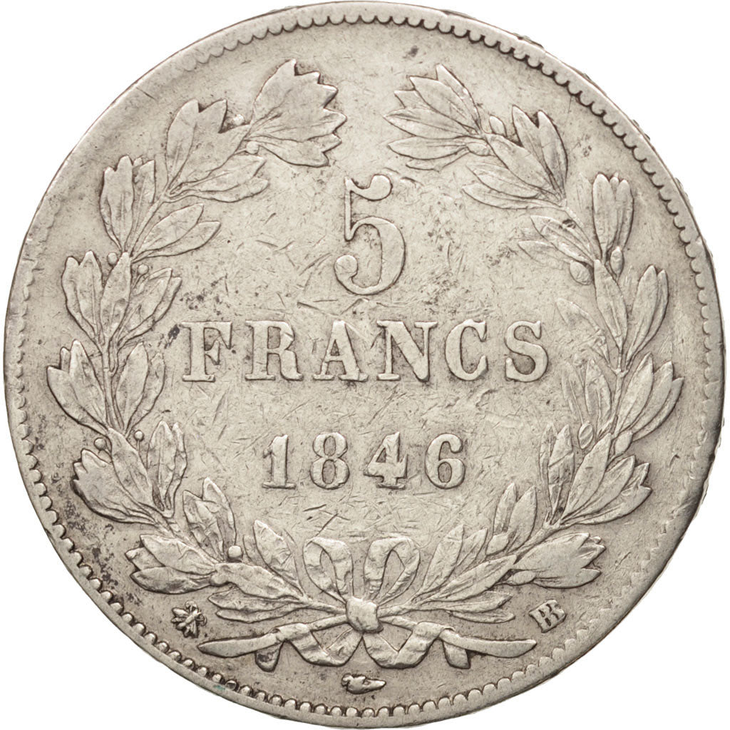 Munten, Frankrijk, Louis-Philippe, 5 Francs, 1846, Strasbourg, ZF, Zilver