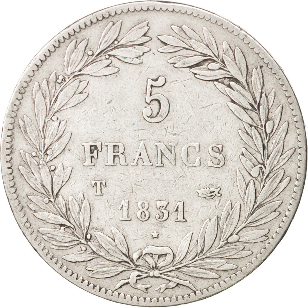 Coin, France, Louis-Philippe, 5 Francs, 1831, Nantes, EF(40-45), Silver