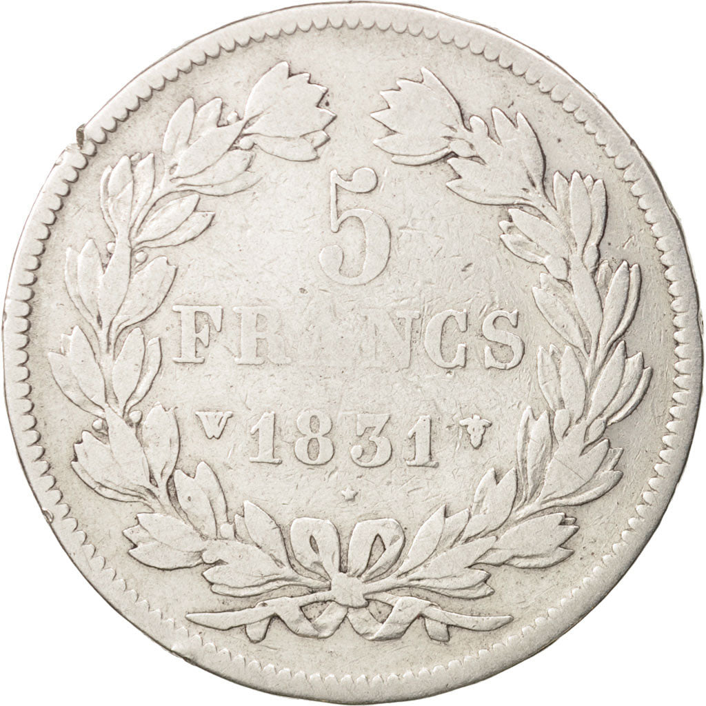 Monnaie, France, Louis-Philippe, 5 Francs, 1831, Lille, B+, Argent, KM:745.13