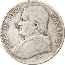 ITALIAN STATES, Pius IX, 20 Baiocchi, 1860, Roma, VF(20-25),KM 1360