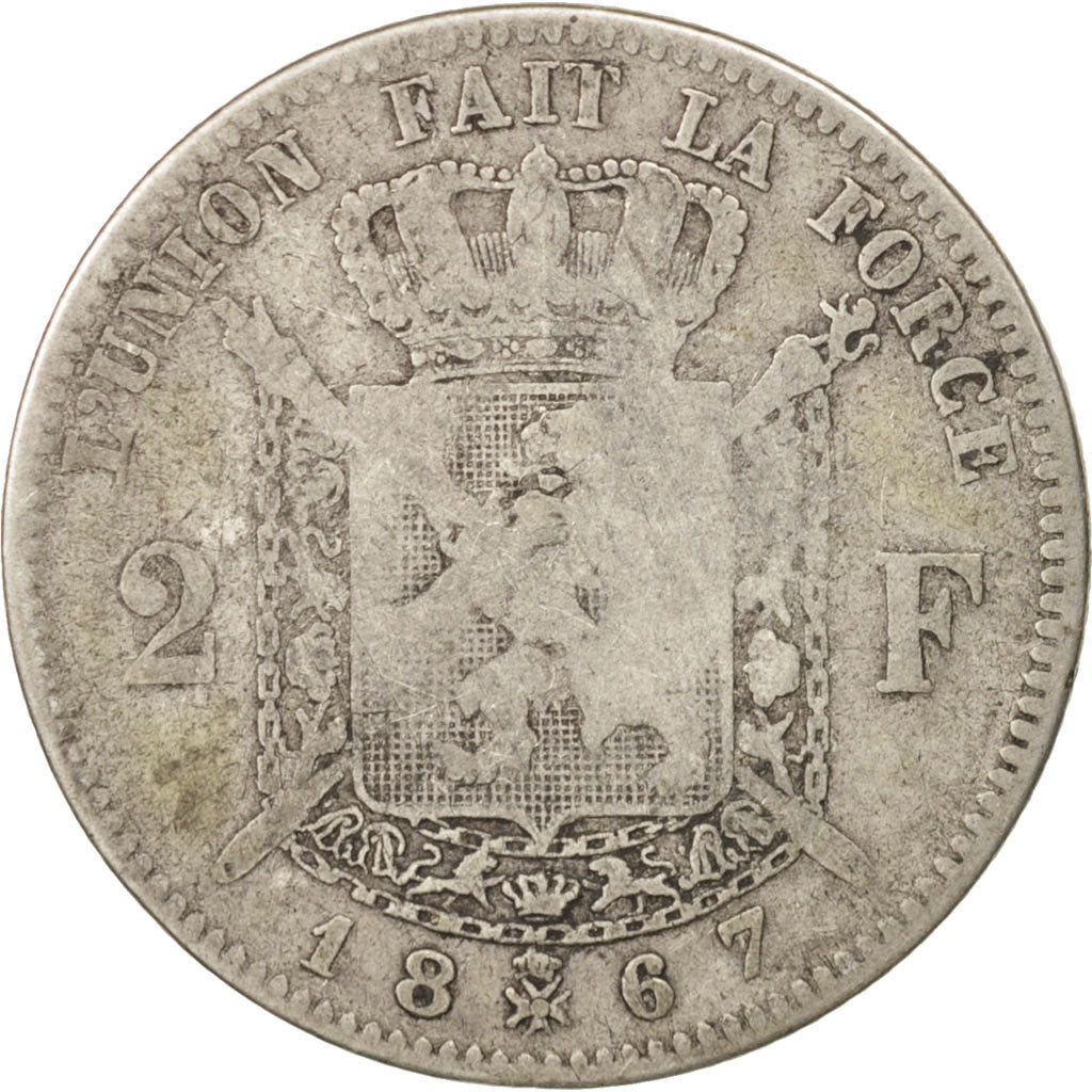 Monnaie, Belgique, Leopold II, 2 Francs, 2 Frank, 1867, B+, Argent, KM:30.1