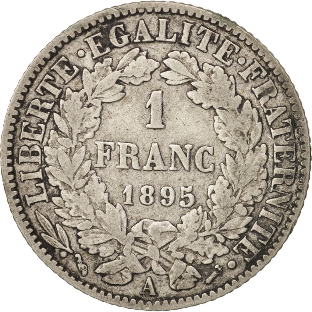 France, Cérès, Franc, 1895, Paris, B+, Argent, KM:822.1, Gadoury:465a