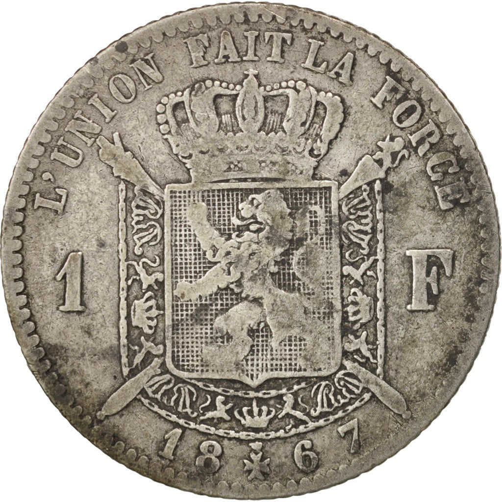 Belgium, Leopold II, Franc, 1867, F(12-15), Silver, KM:28.1