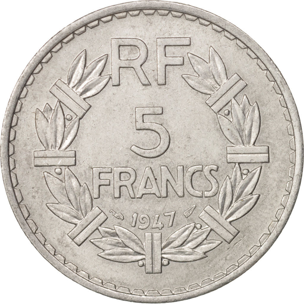 Coin, France, Lavrillier, 5 Francs, 1947, Paris, AU(50-53), Aluminum, KM:888b.1