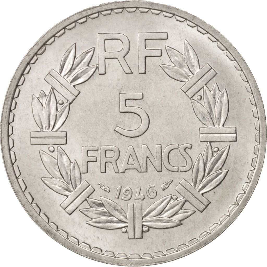 Moneta, Francia, Lavrillier, 5 Francs, 1946, Paris, SPL-, Alluminio, KM:888b.1