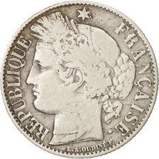 France, Cérès, Franc, 1895, Paris, VF(30-35), Silver, KM:822.1, Gadoury:465a