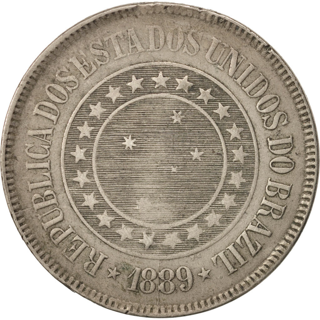 Brazil, 200 Reis, 1889, EF(40-45), Copper-nickel, KM:493