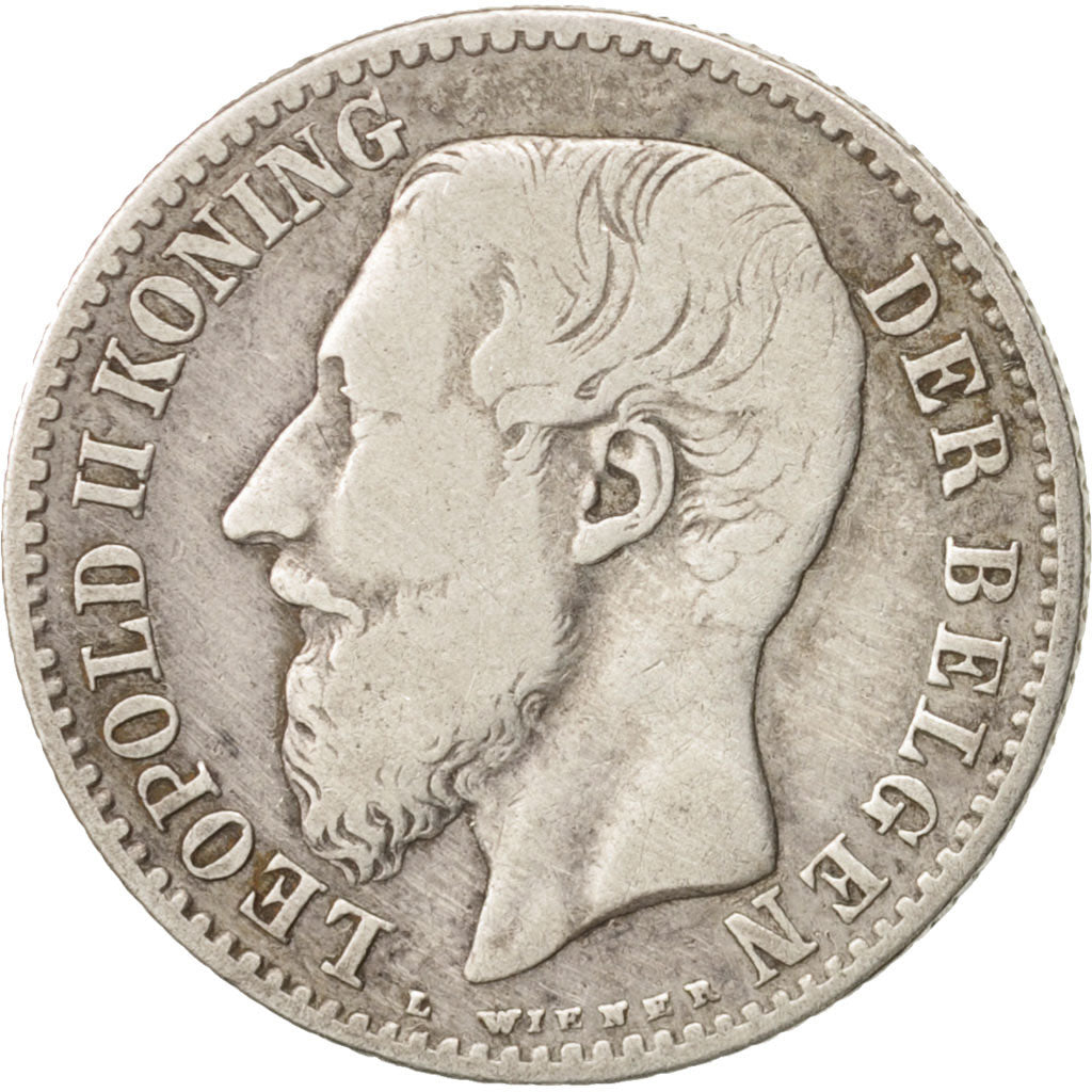 Belgium, Leopold II, Franc, 1887, VF(20-25), Silver, KM:29.1