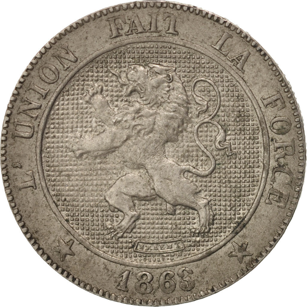 Belgium, Leopold I, 5 Centimes, 1863, EF(40-45), Copper-nickel, KM:21