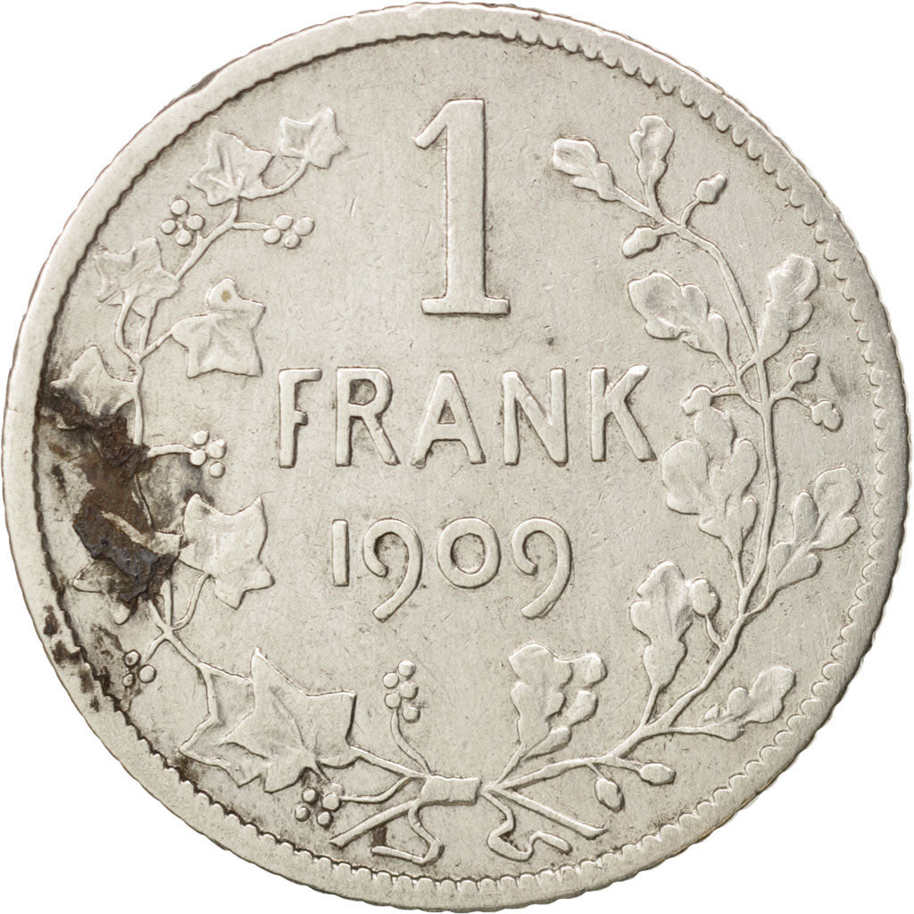 Belgium, Franc, 1909, VF(20-25), Silver, KM:57.2