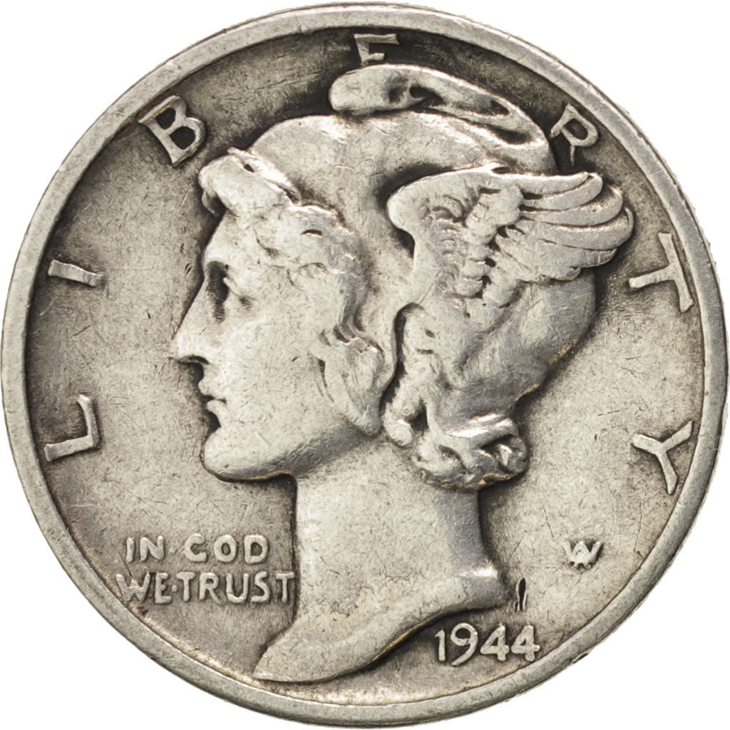 United States, Mercury Dime, 1944, San Francisco, EF(40-45), KM 140