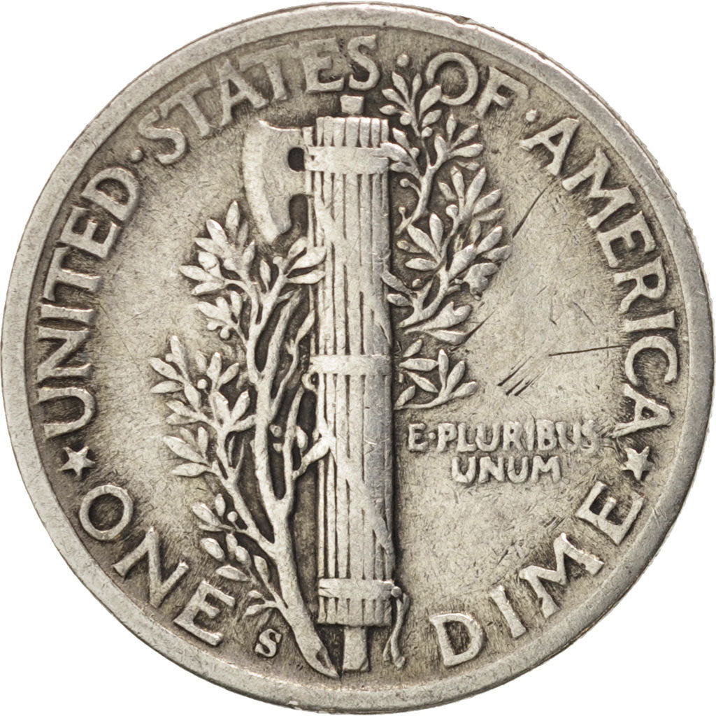 United States, Mercury Dime, 1944, San Francisco, EF(40-45), KM 140