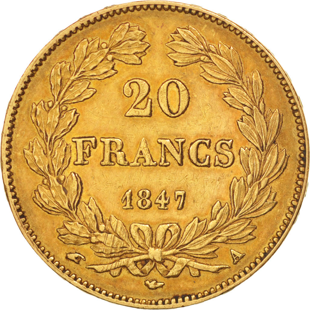 Coin, France, Louis-Philippe, 20 Francs, 1847, Paris, AU(50-53), Gold, KM:750.1