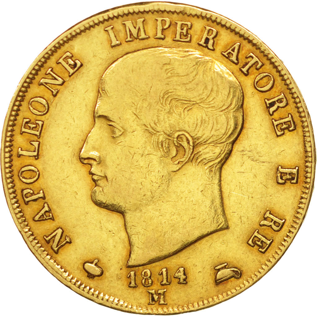 Estados italianos, Napoleon I, 40 Lire, 1814, Milan, MBC+, KM 12