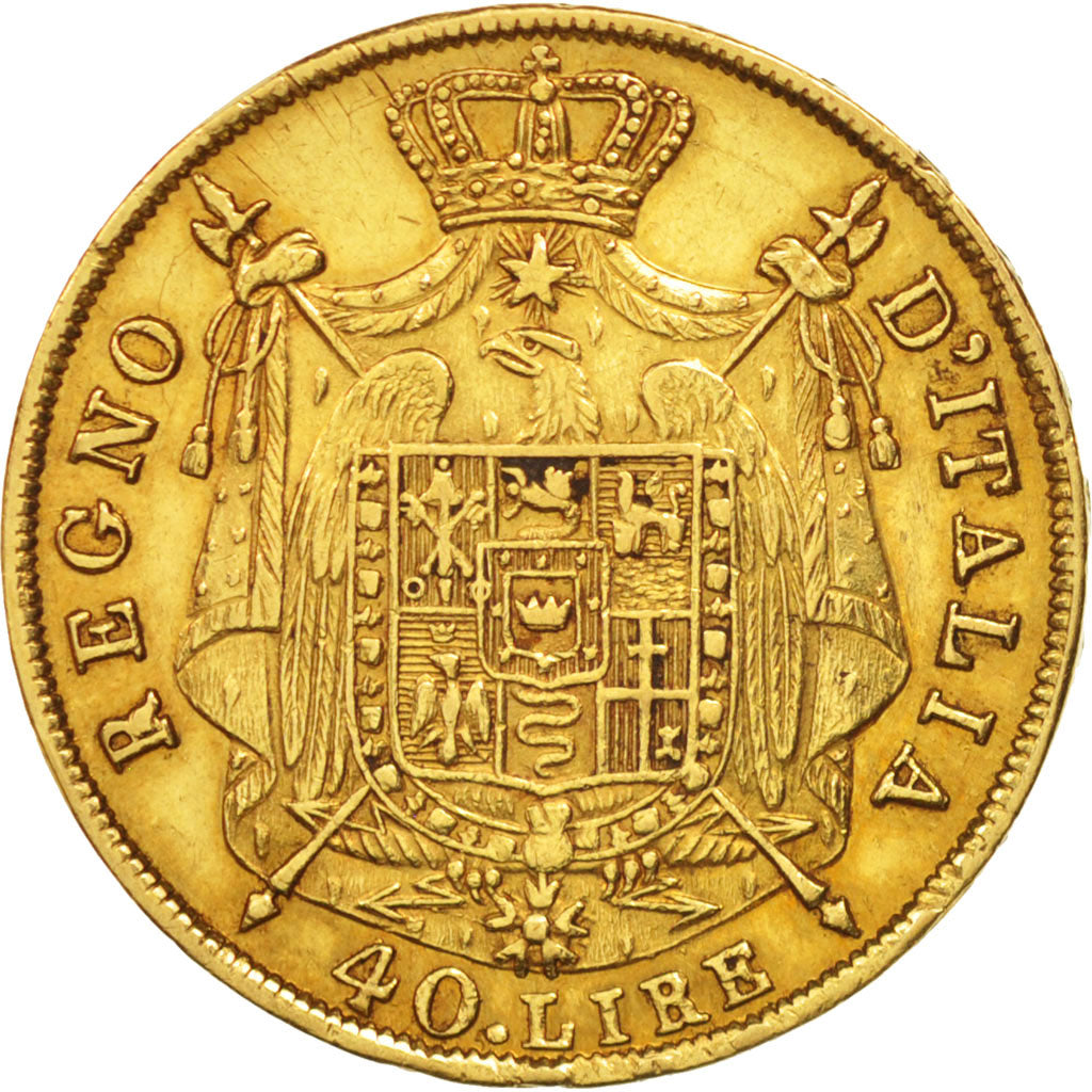 Estados italianos, Napoleon I, 40 Lire, 1814, Milan, MBC+, KM 12