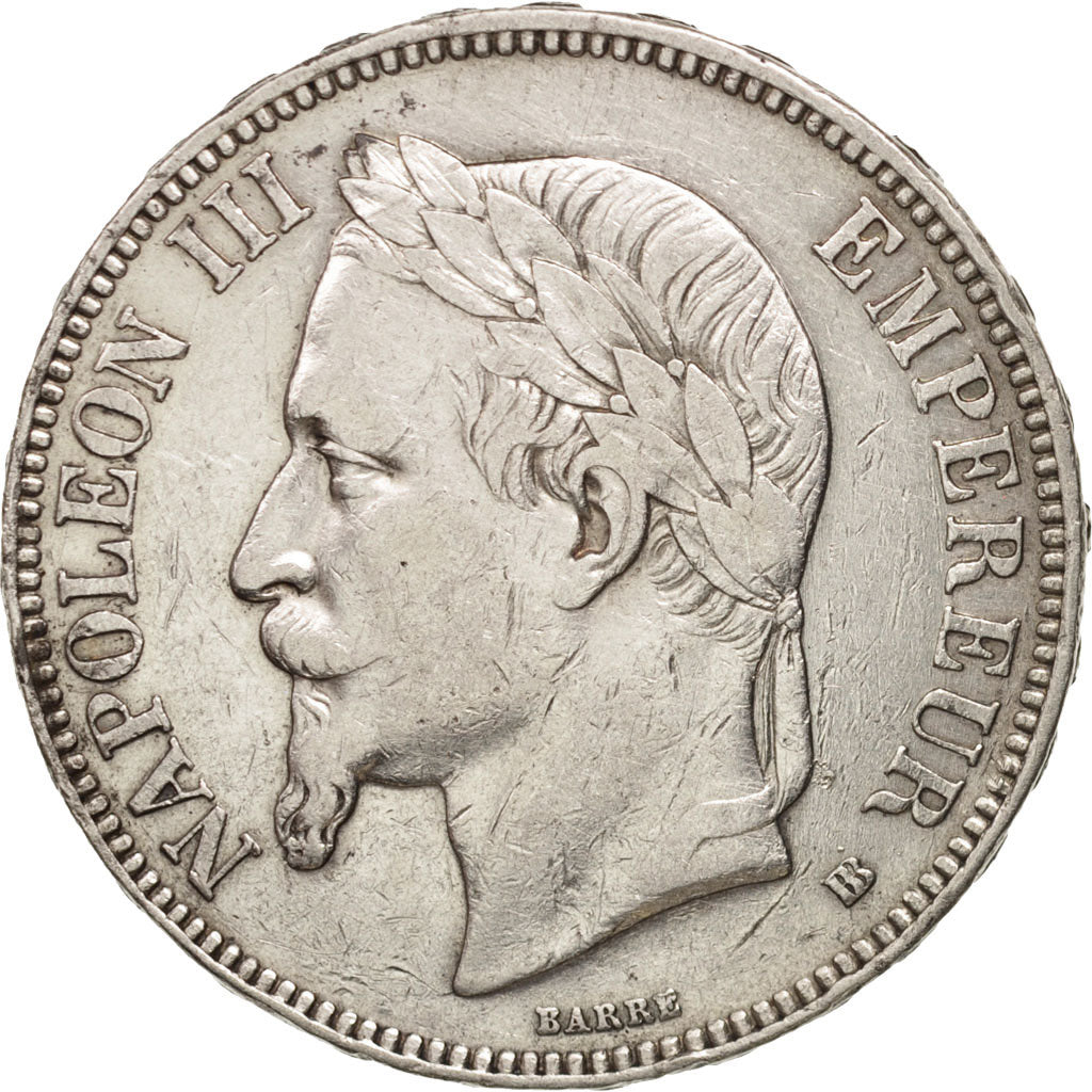 France, Napoléon III, 5 Francs, 1869, Strasbourg, EF(40-45), Silver, KM:799.2