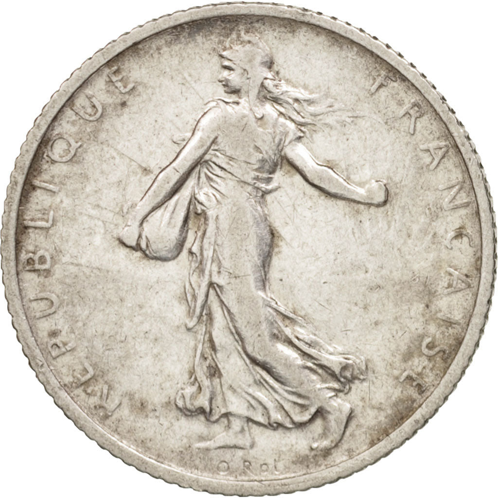 France, Semeuse, Franc, 1908, Paris, TB+, Argent, KM:844.1, Gadoury:467
