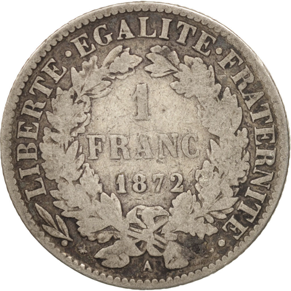 Coin, France, Cérès, Franc, 1872, Paris, F(12-15), Silver, KM:822.1