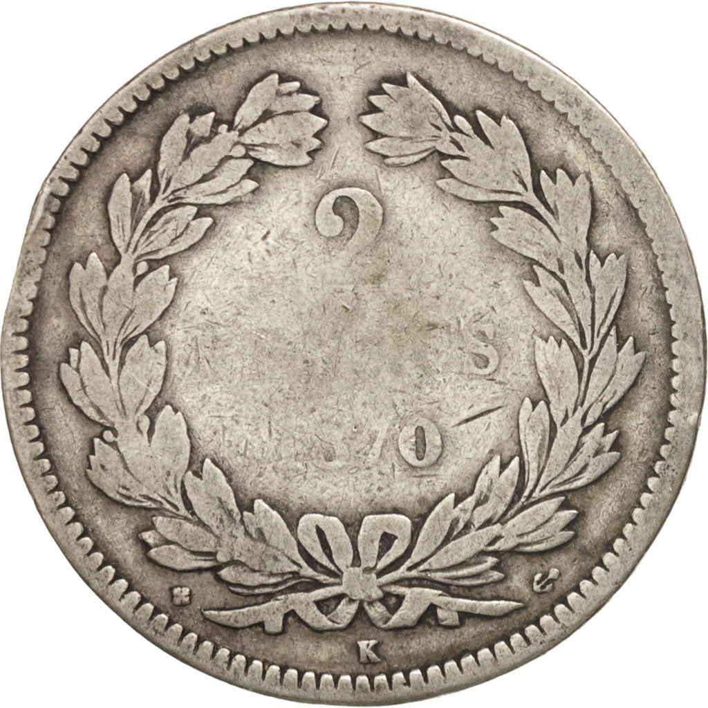 France, Cérès, 2 Francs, 1870, Bordeaux, VG(8-10), Silver, KM:816.2