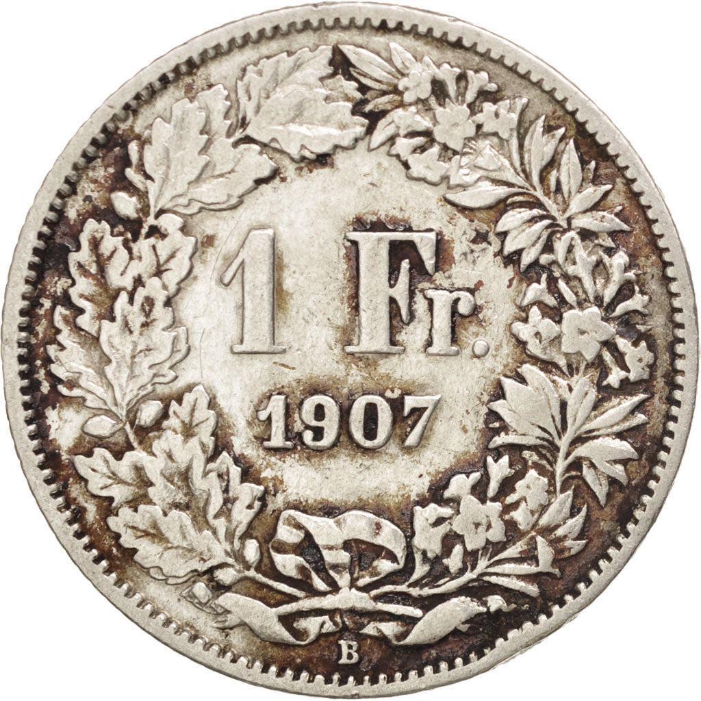 Coin, Switzerland, Franc, 1907, Bern, VF(30-35), Silver, KM:24
