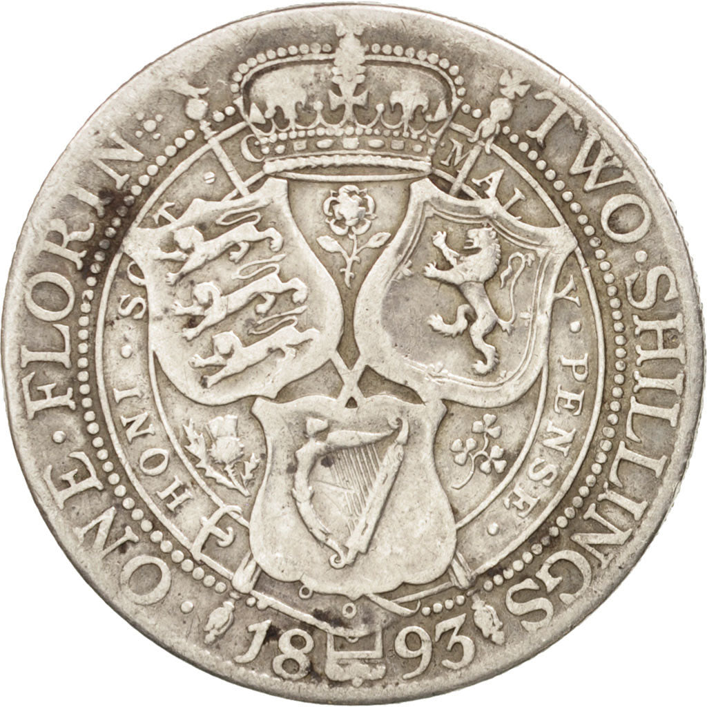 Great Britain, Victoria, Florin, Two Shillings, 1893, VF(20-25), Silver, KM:781