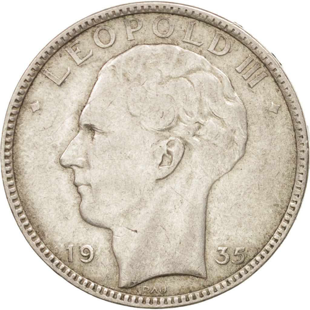 Coin, Belgium, 20 Francs, 20 Frank, 1935, EF(40-45), Silver, KM:105