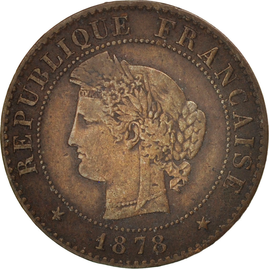 France, Cérès, Centime, 1878, Paris, VF(30-35), Bronze, KM:826.1, Gadoury:88