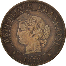 France, Cérès, Centime, 1878, Paris, VF(30-35), Bronze, KM:826.1, Gadoury:88