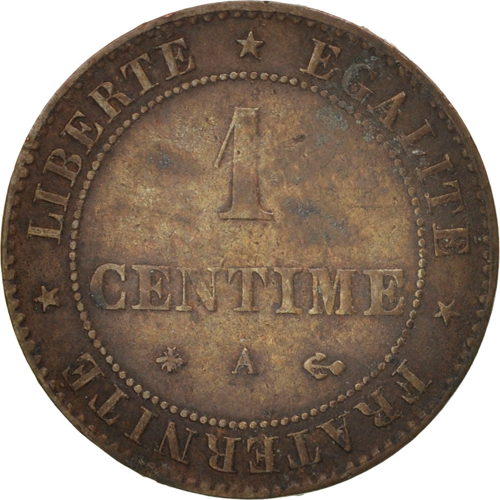 France, Cérès, Centime, 1878, Paris, VF(30-35), Bronze, KM:826.1, Gadoury:88