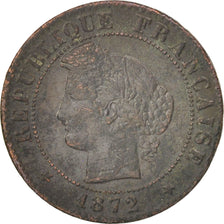 Moneta, Francia, Cérès, Centime, 1872, Bordeaux, MB, Bronzo, KM:826.2
