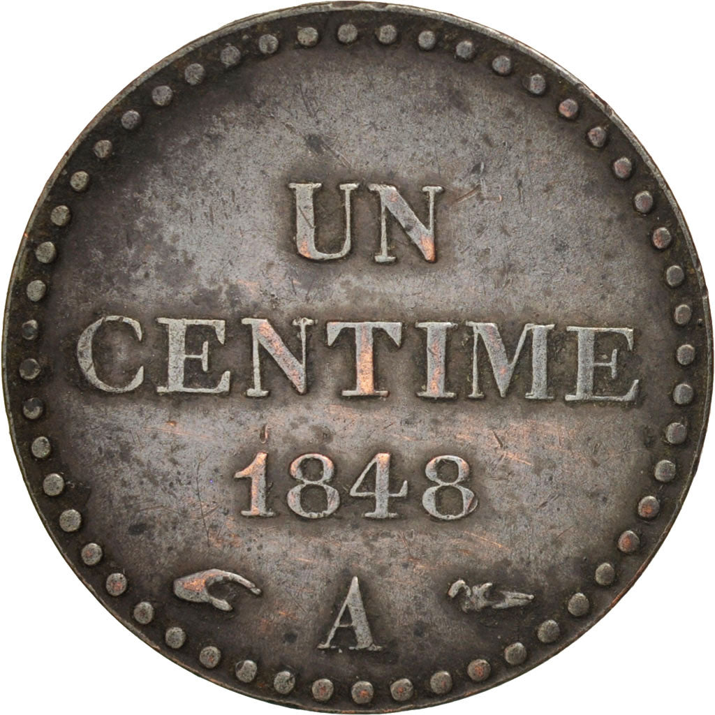 France, Dupré, Centime, 1848, Paris, EF(40-45), Bronze, KM:754, Gadoury:84