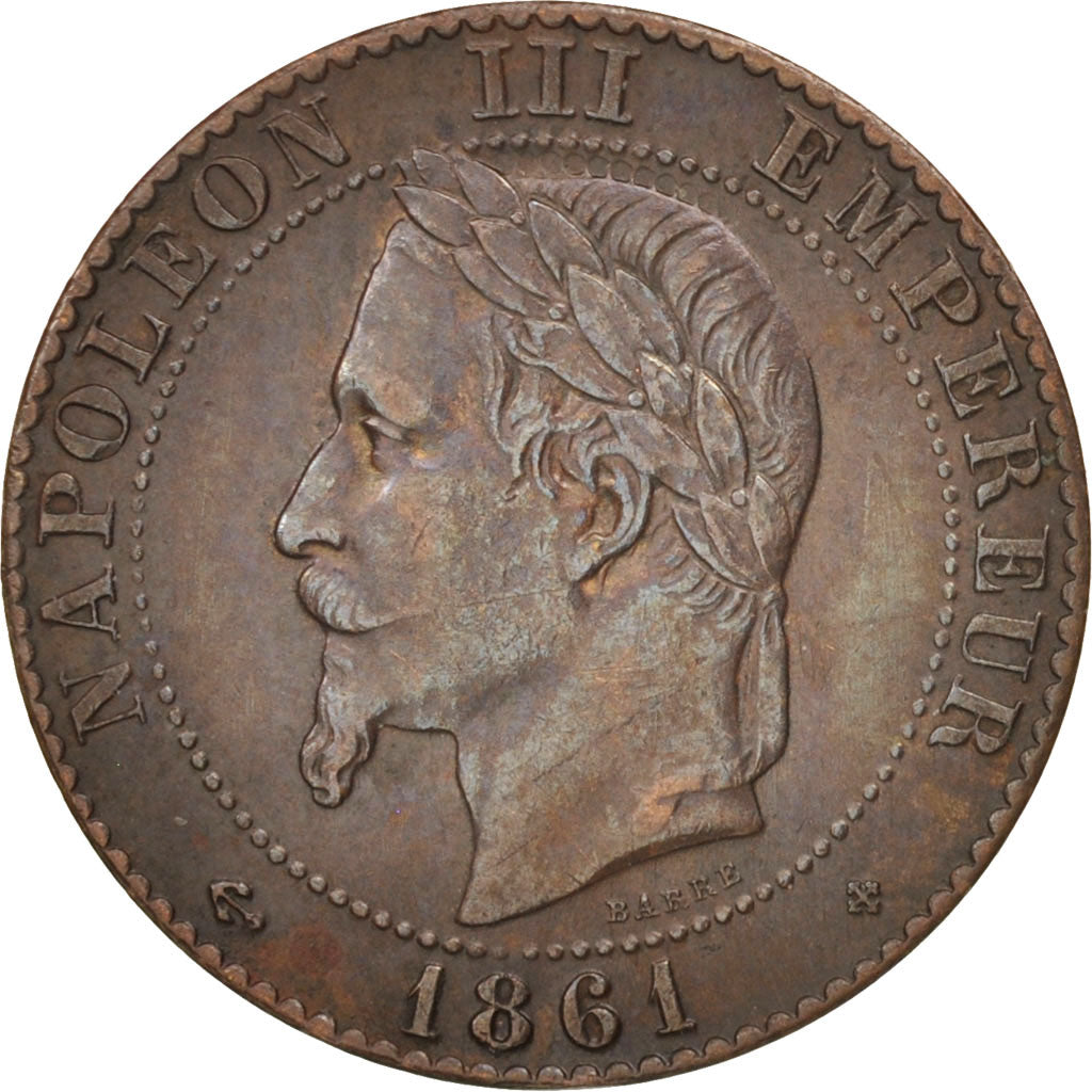 France, Napoléon III, 2 Centimes, 1861, Strasbourg, TTB, Bronze, Gadoury 104
