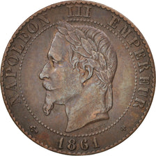 France, Napoléon III, 2 Centimes, 1861, Strasbourg, TTB, Bronze, Gadoury 104