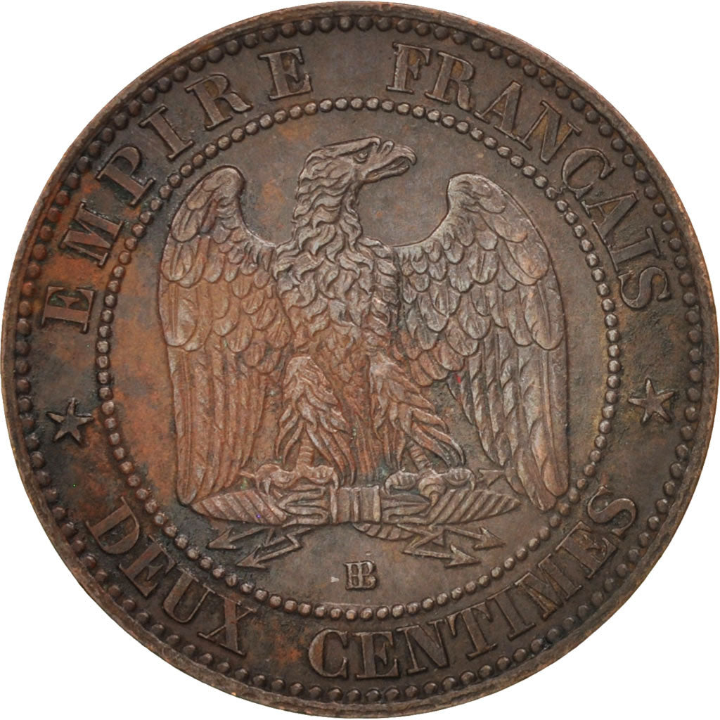 France, Napoléon III, 2 Centimes, 1861, Strasbourg, TTB, Bronze, Gadoury 104