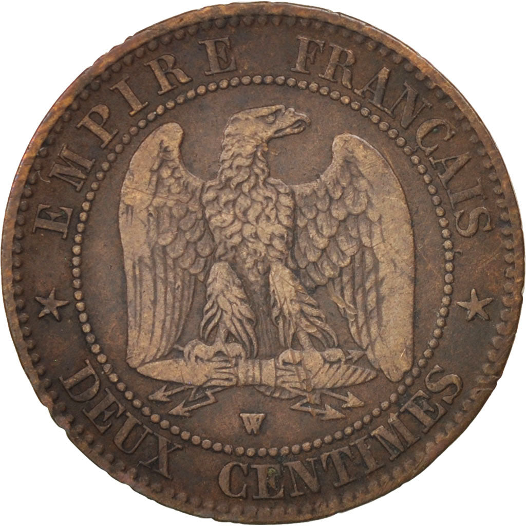 France, Napoleon III, 2 Centimes, 1856,Lille,VF(20-25),Bronze,KM 776.7