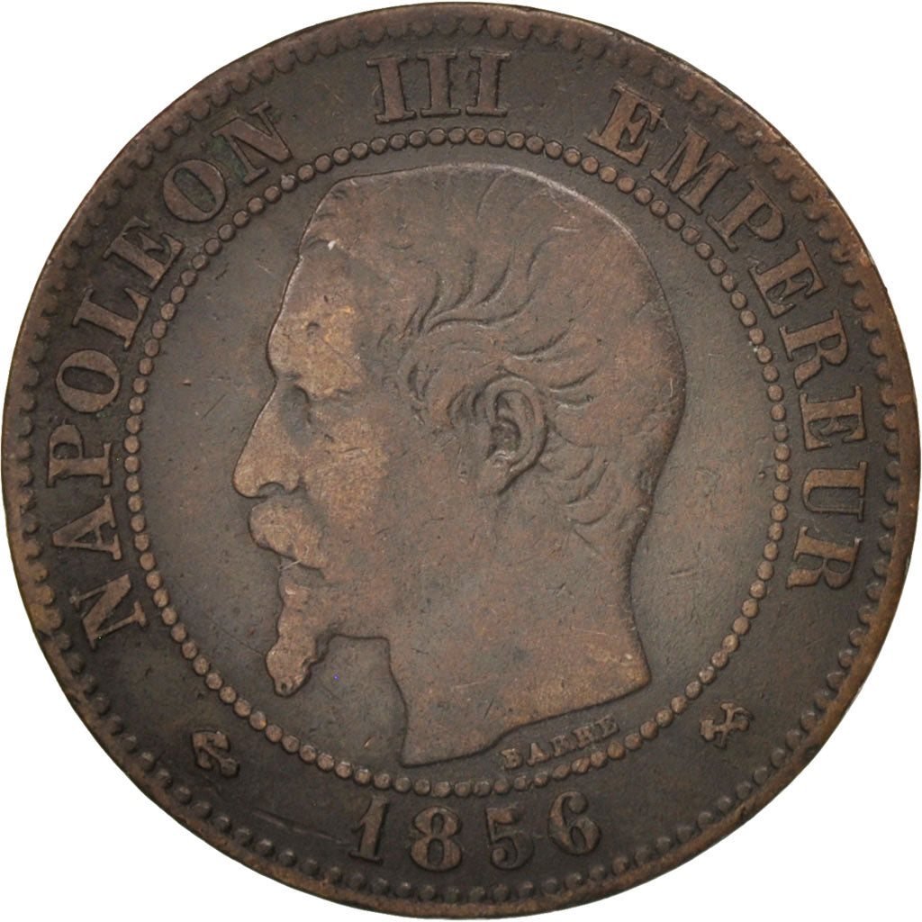 France, Napoleon III,2 Centimes,1856,Rouen,VF(20-25),BronzeKM 776.2