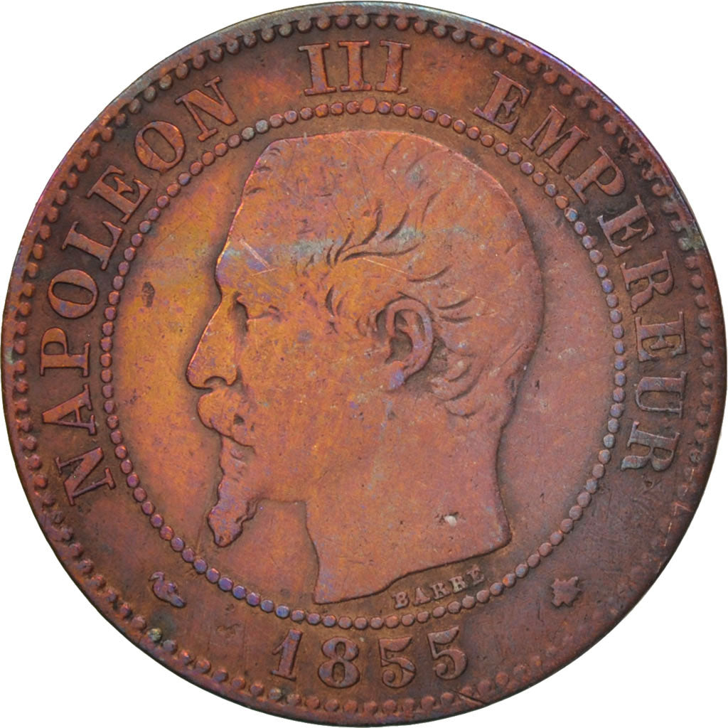 Moneta, Francia, Napoleon III, Napoléon III, 2 Centimes, 1855, Strasbourg, MB