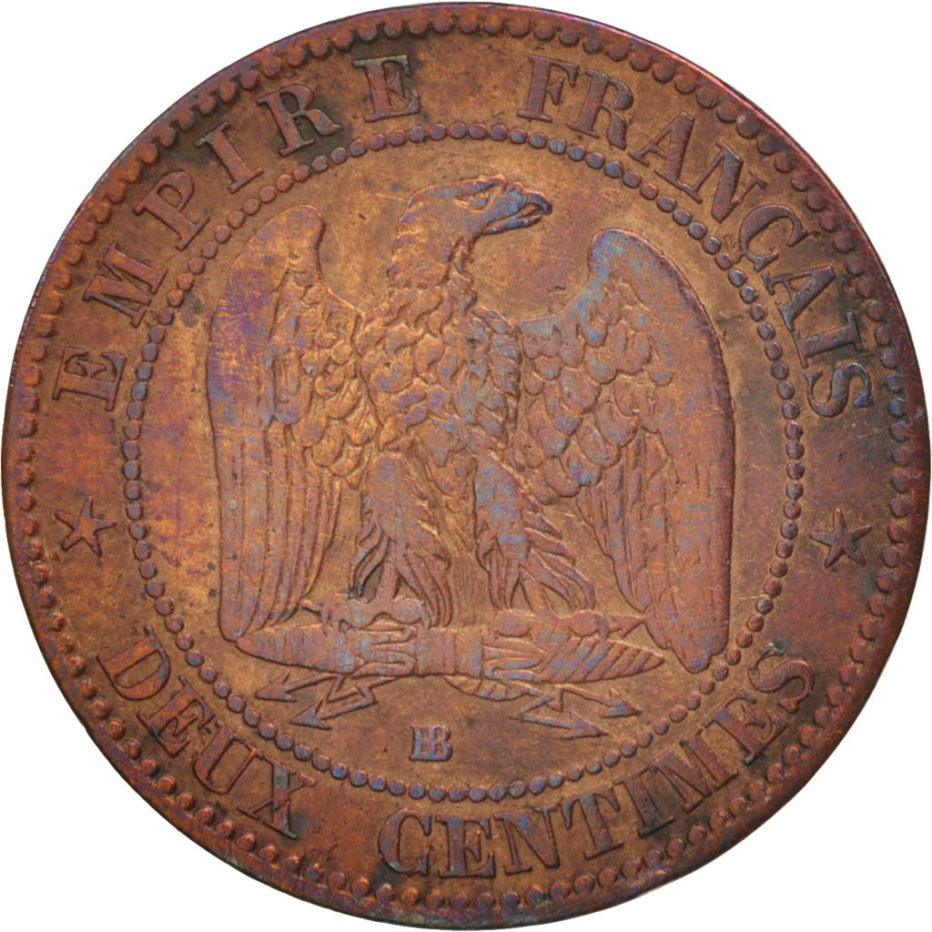 Moneta, Francia, Napoleon III, Napoléon III, 2 Centimes, 1855, Strasbourg, MB
