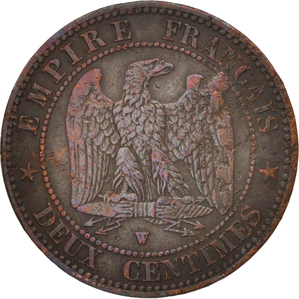 Moneda, Francia, Napoleon III, Napoléon III, 2 Centimes, 1854, Lille, BC+