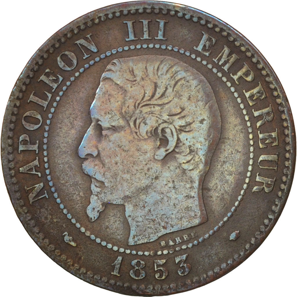 Frankreich, Napoleon III, 2 Centimes, 1853, Marseille, S,Bronze,KM 776.6