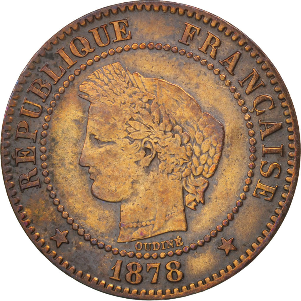 France, Cérès, 2 Centimes, 1878, Bordeaux, TB+, Bronze, KM:827.2, Gadoury:105
