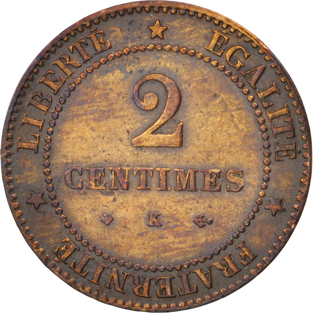 France, Cérès, 2 Centimes, 1878, Bordeaux, TB+, Bronze, KM:827.2, Gadoury:105