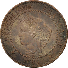 France, Cérès, 2 Centimes, 1887, Paris, VF(30-35), Bronze, KM:827.1