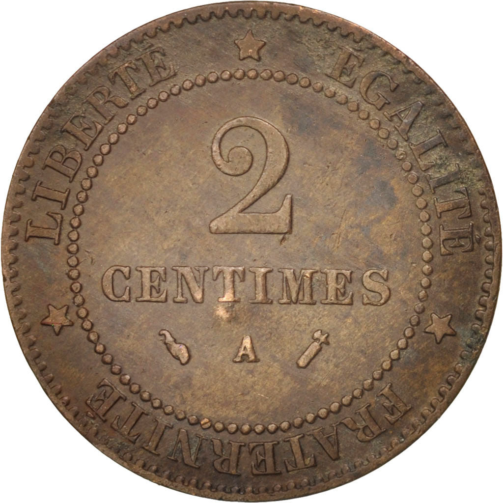 France, Cérès, 2 Centimes, 1887, Paris, VF(30-35), Bronze, KM:827.1