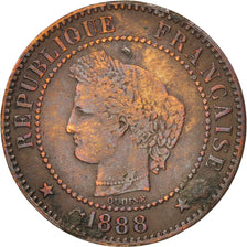 France, Cérès, 2 Centimes, 1888, Paris, VF(30-35), Bronze, KM:827.1