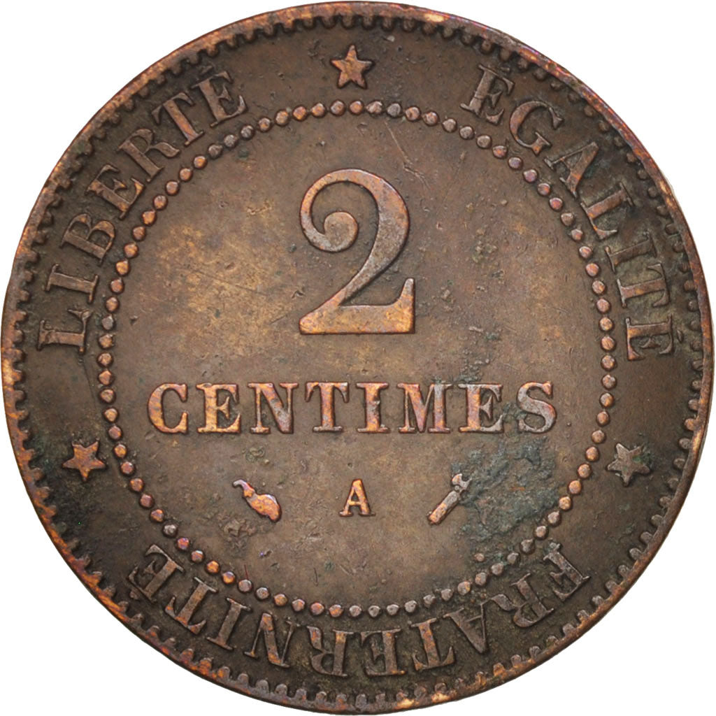 France, Cérès, 2 Centimes, 1888, Paris, VF(30-35), Bronze, KM:827.1