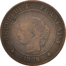 France, Cérès, 2 Centimes, 1889, Paris, VF(20-25), Bronze, KM:827.1