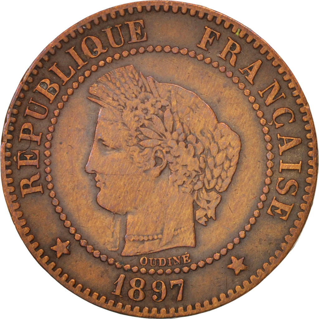 France, Cérès, 2 Centimes, 1897, Paris, VF(30-35), Bronze, KM:827.1